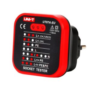 UNI-T  UT07A-EU Socket tester,AC 230V: 50-60Hz;  operating voltage;  Rated current:  10A;  Socket test