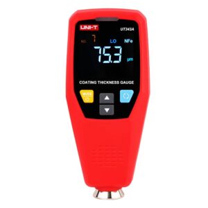 UNI-T  UT343A COATING THICKNESS GAUGE Measuring range: 0~1750um;  Single/Continuous Measurement;  EBTN display;  Metal type: Ferrous/ non-ferrous;  Auto rotatable screen;  Data storage: 199 sets