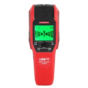 UNI-T  UT387C STUD FINDERV Detects: Wooden beam,  metal object,  electric wire;  Metal-scan depth: 76mm;  Stud-scan depth : wood; 28.5mm;  Thick-scan depth : wood; 38mm
