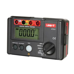 UNI-T UT521 Earth resistance 0~2000Ω;  AC earth voltage 200V;  50Hz/60Hz ;   Data storage 20 set, 2- wire/3 wire testing